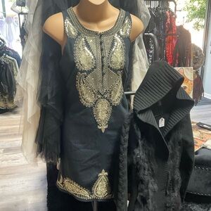 Vintage Embroidered Gold Sequin Middle Eastern Inspired Free People Dress